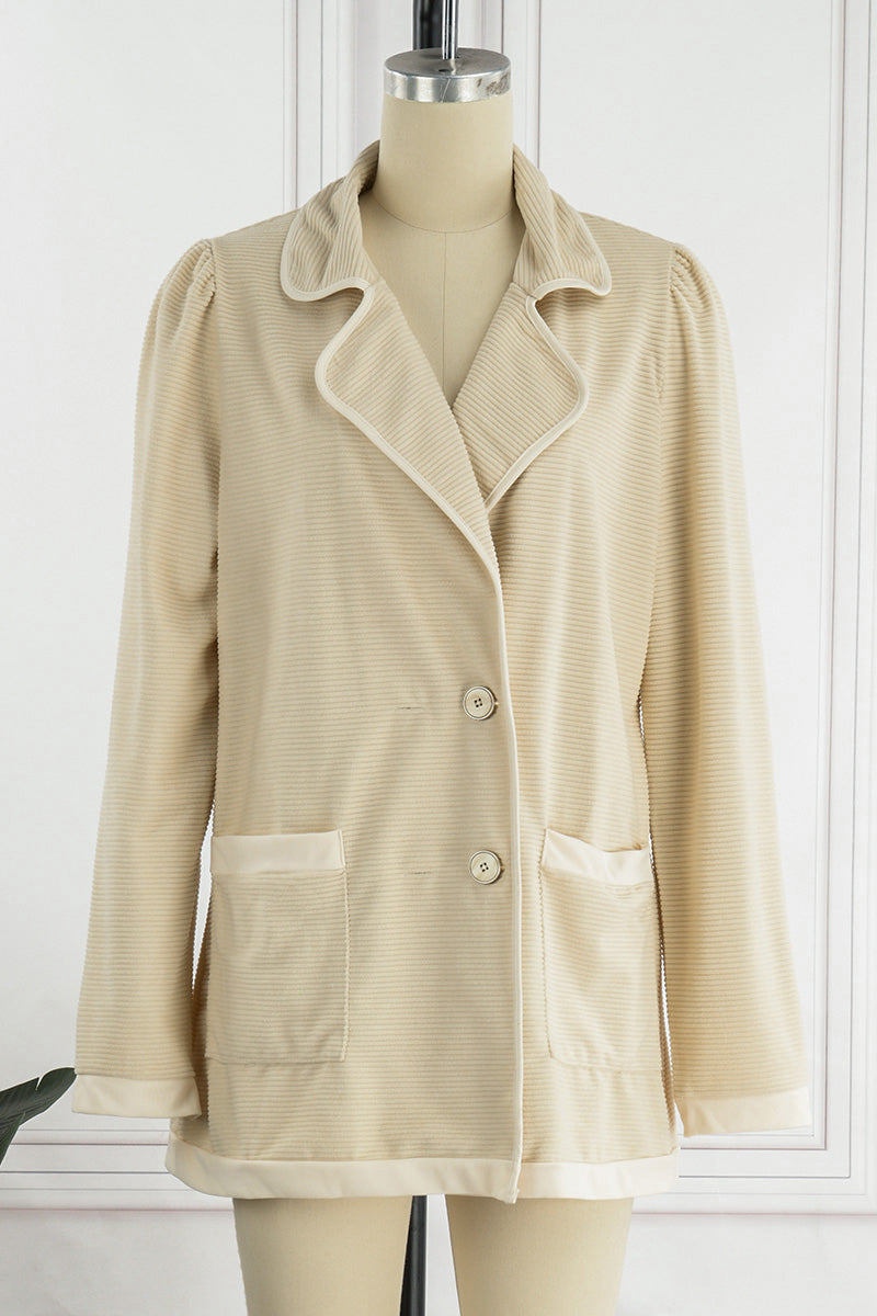 Sweet Elegant Solid Turndown Collar Outerwear(3 Colors)