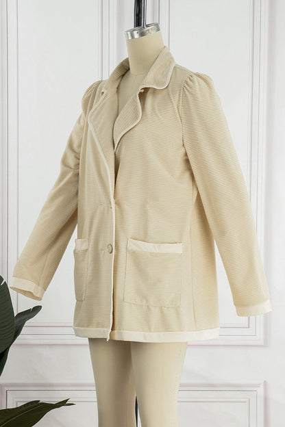 Sweet Elegant Solid Turndown Collar Outerwear(3 Colors)