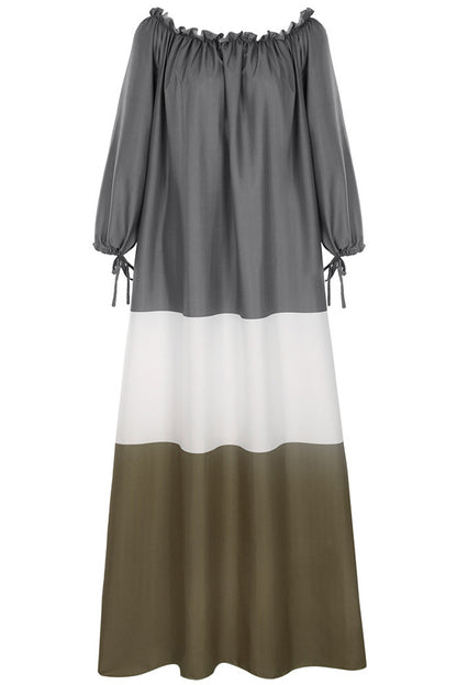 Casual Color Block Contrast Off the Shoulder Irregular Dress Dresses(3 Colors)