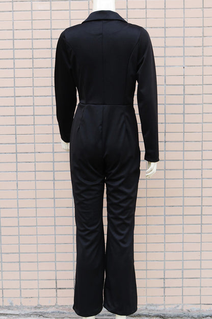 Elegant Solid Buttons Turn-back Collar Regular Jumpsuits(4 Colors)