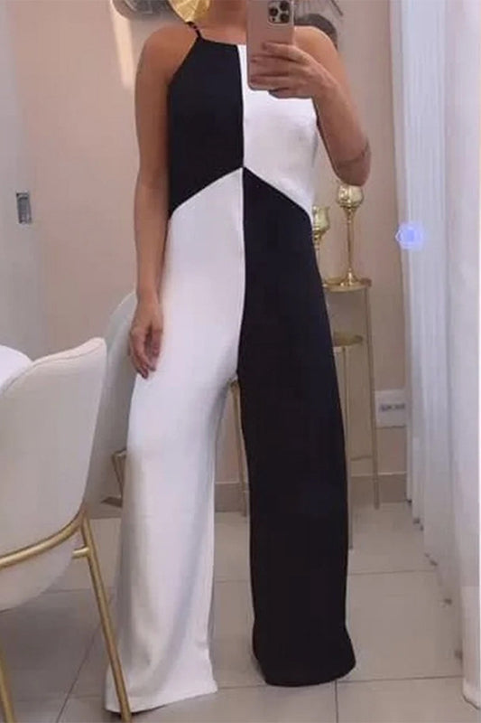 Casual Color Block Contrast Loose Jumpsuits