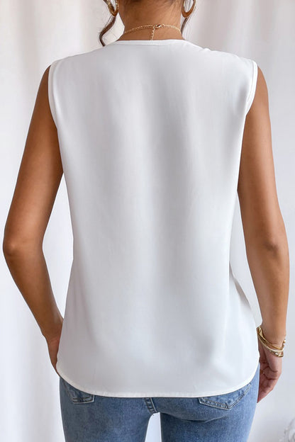 Elegant Simplicity Solid Fold V Neck Tops