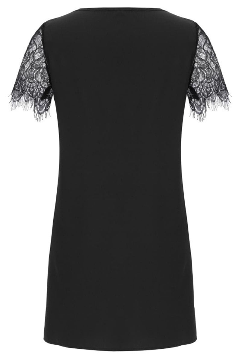 Casual Solid Lace Sequins V Neck Short Sleeve Dresses