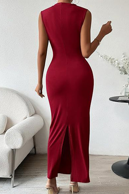 Sexy Simplicity Solid Fold O Neck One Step Skirt Dresses(8 Colors)