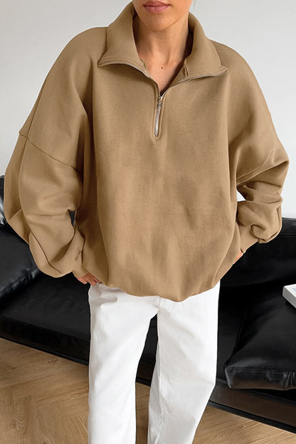 Casual Daily Solid Color Zipper Turndown Collar Hoodies