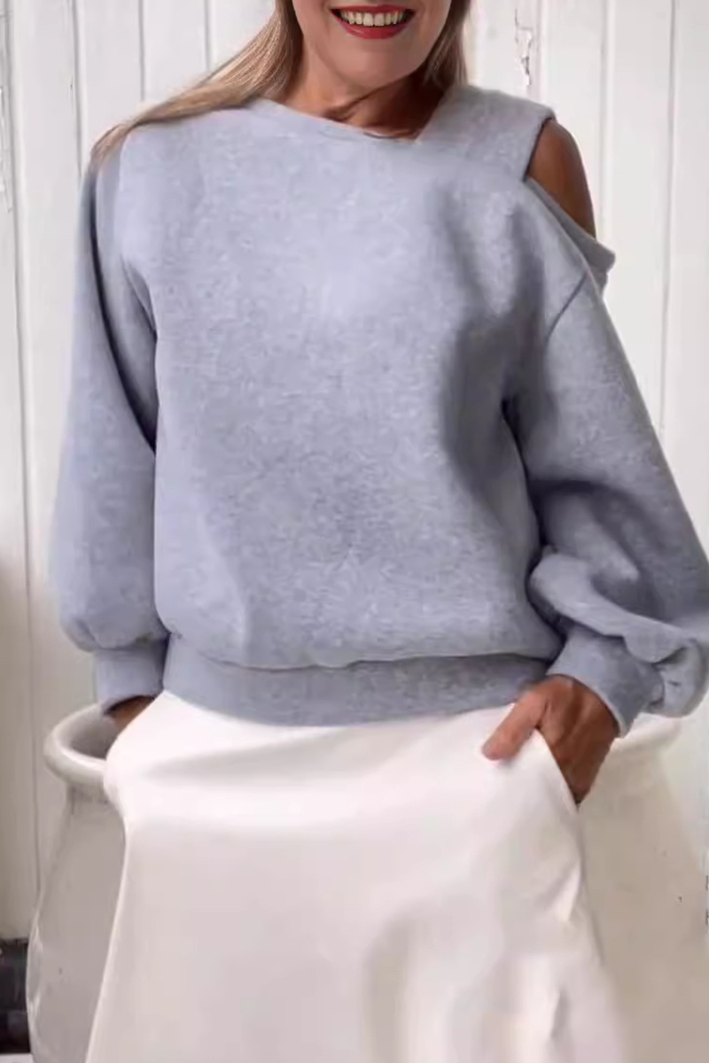 Casual Daily Solid Color Irregular Oblique CollarHoodies(4 Colors)