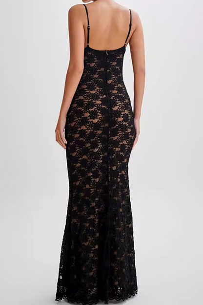 Sexy Lace See-Through V Neck Sling Dresses