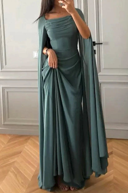 Sexy Slit Square Neck Evening Dresses