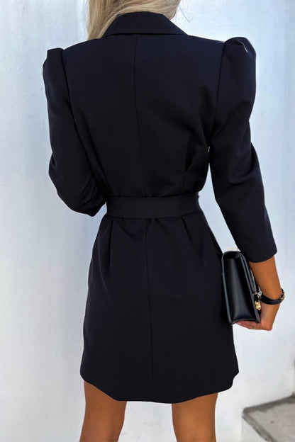 Elegant Buttons With Belt Turn-back Collar Shirt Dresses(5 Colors)