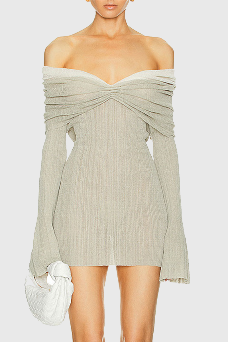 Sexy See-Through Ruched Off Shoulder Wrapped Skirt Dresses