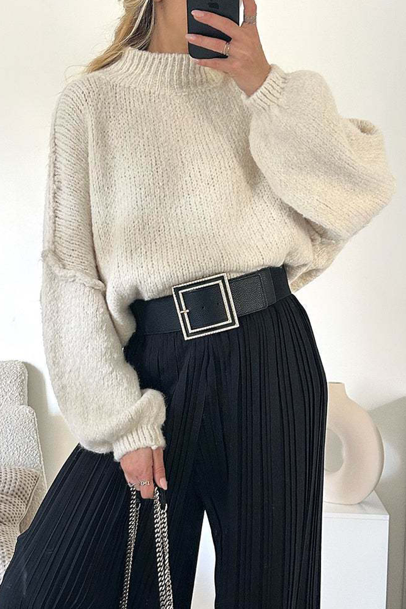 Casual Daily Patchwork Weave Half A Turtleneck Sweaters (5 Colors)