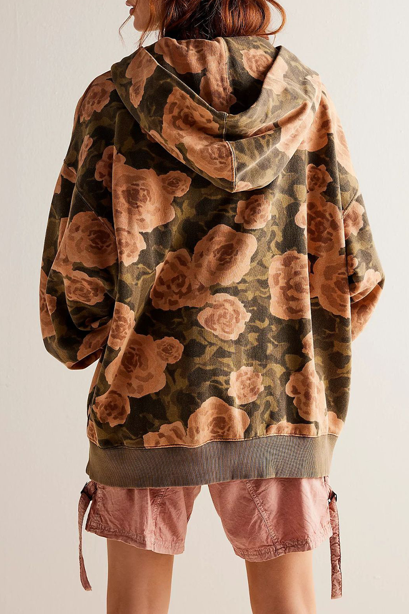 Casual Street Flowers Snakeskin Print Leopard Pocket Hoodies(5 Colors)