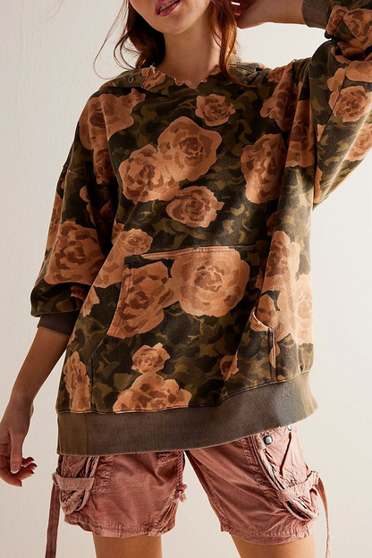 Casual Street Flowers Snakeskin Print Leopard Pocket Hoodies(5 Colors)