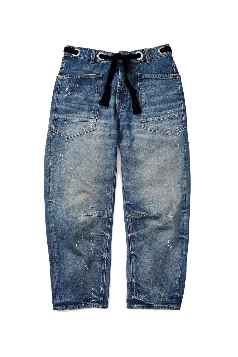 Casual Patchwork Pocket Mid Waist Straight Denim Jeans