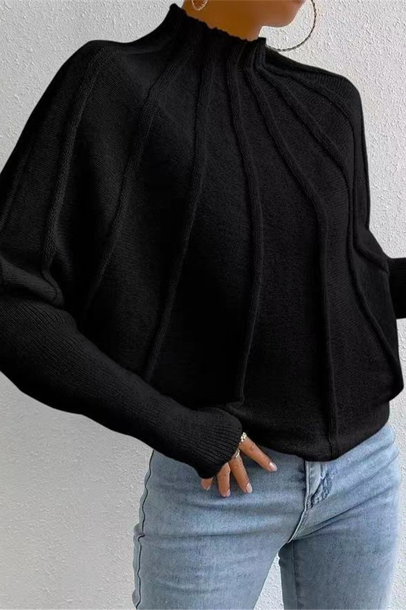 Casual Daily Patchwork Weave Half A Turtleneck Sweaters(3 Colors)