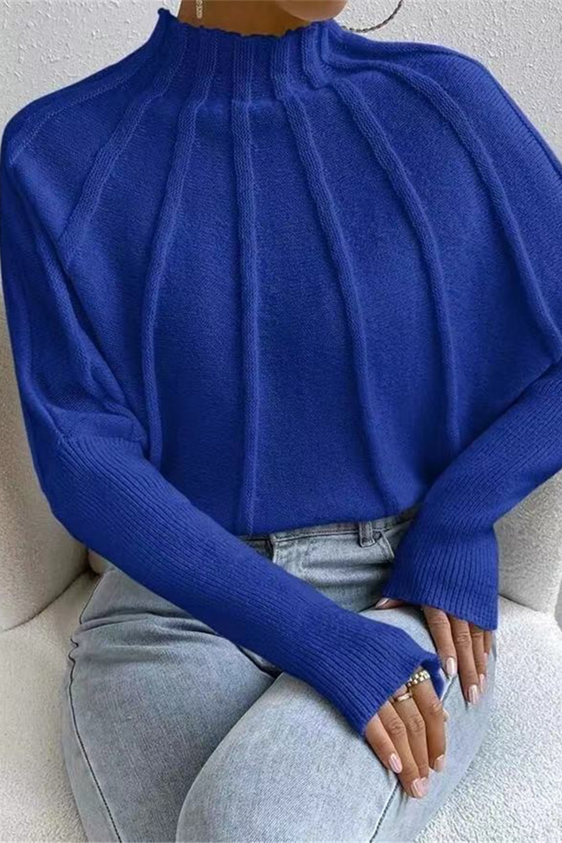 Casual Daily Patchwork Weave Half A Turtleneck Sweaters(3 Colors)