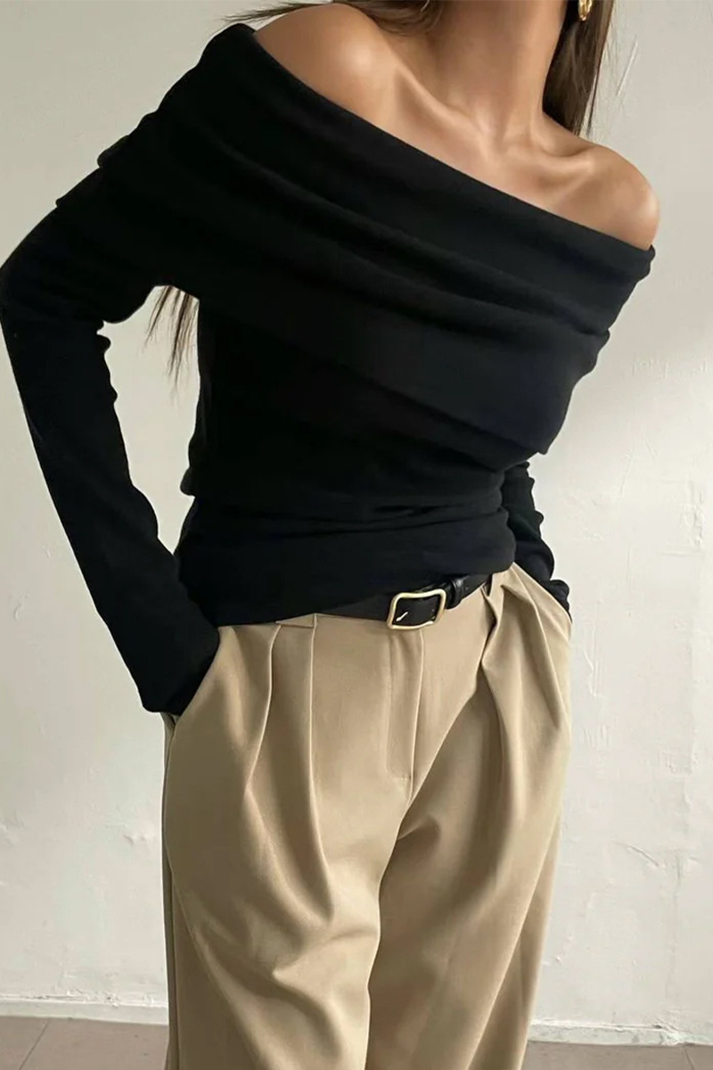 Sexy Solid Color Ruched Off Shoulder Sweaters(5 Colors)