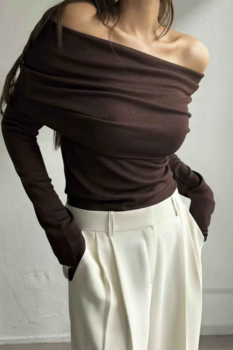 Sexy Solid Color Ruched Off Shoulder Sweaters(5 Colors)