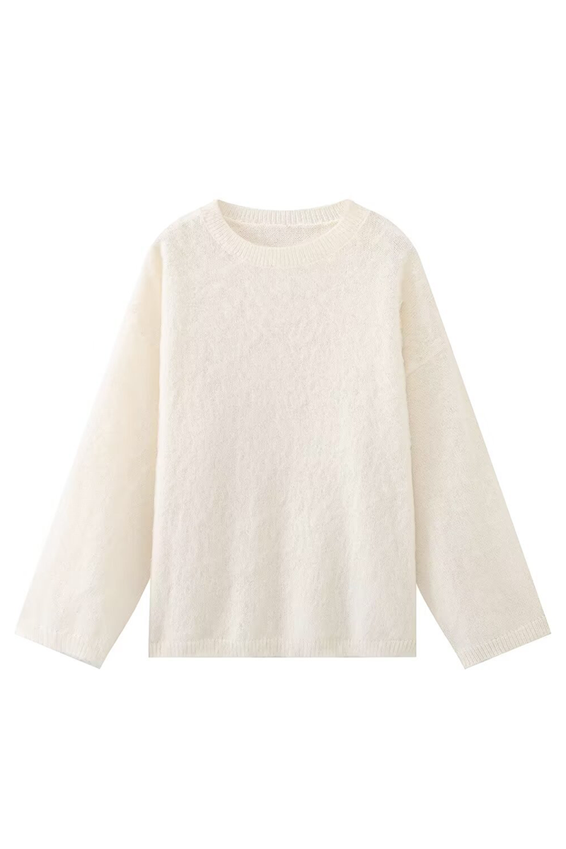 Casual Daily Solid Color Fluffy O Neck Sweaters