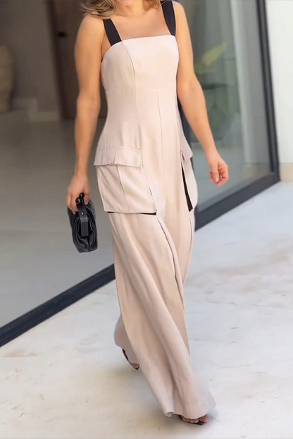 Casual Pocket Square Neck Loose Jumpsuits