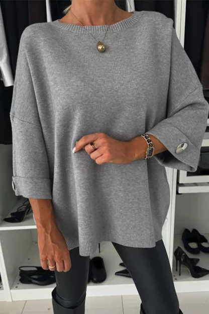 Casual Solid Color Weave O Neck Sweaters(5 Colors)