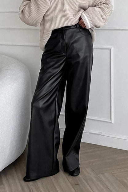 Casual Daily Pocket Loose High Waist Straight Bottoms