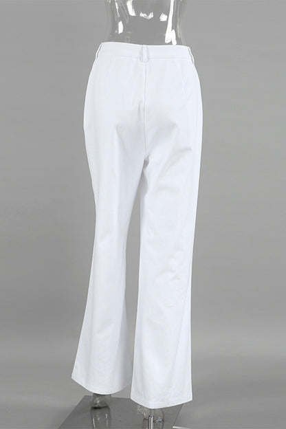 Casual Street Pocket Straight High Waist Straight Bottoms