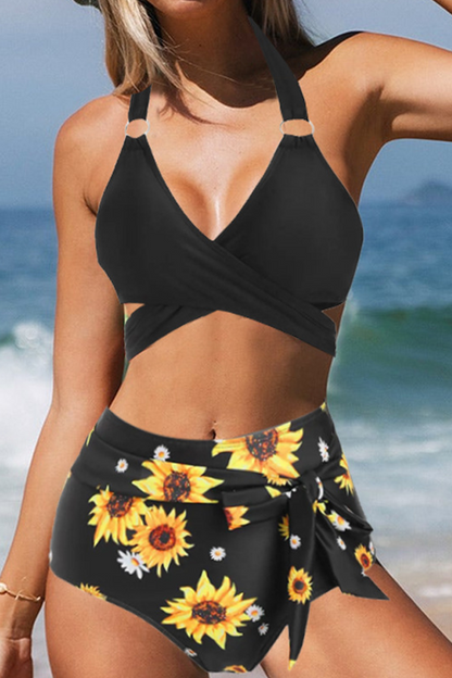 Casual Print Split Joint Swimwears