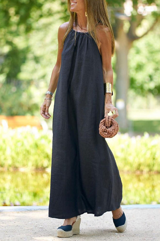 Casual College Solid Make Old Halter Straight Dresses