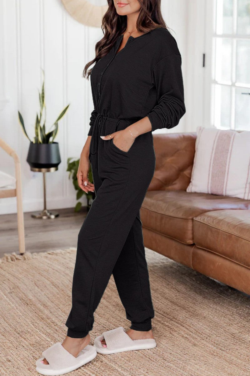 Casual Solid Patchwork V Neck Regular Jumpsuits