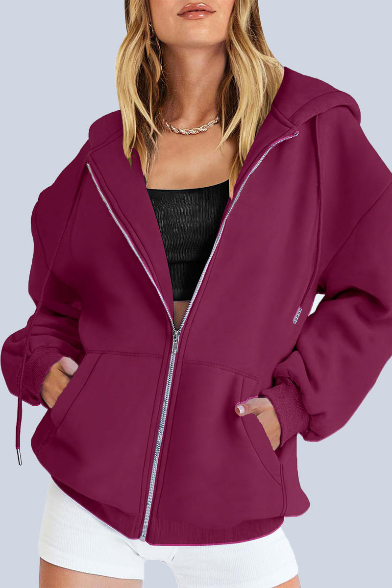 Casual Sportswear Solid Pocket Hooded Collar Outerwear(12 Colors)